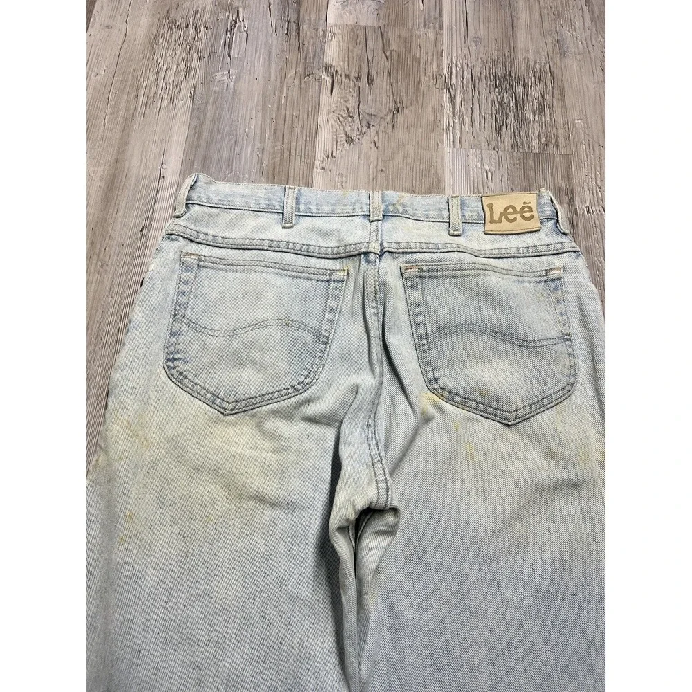 Vintage Lee Jeans Mens 34x29‎ Blue Stone Wash Denim Distressed 90s Y2K Rivets